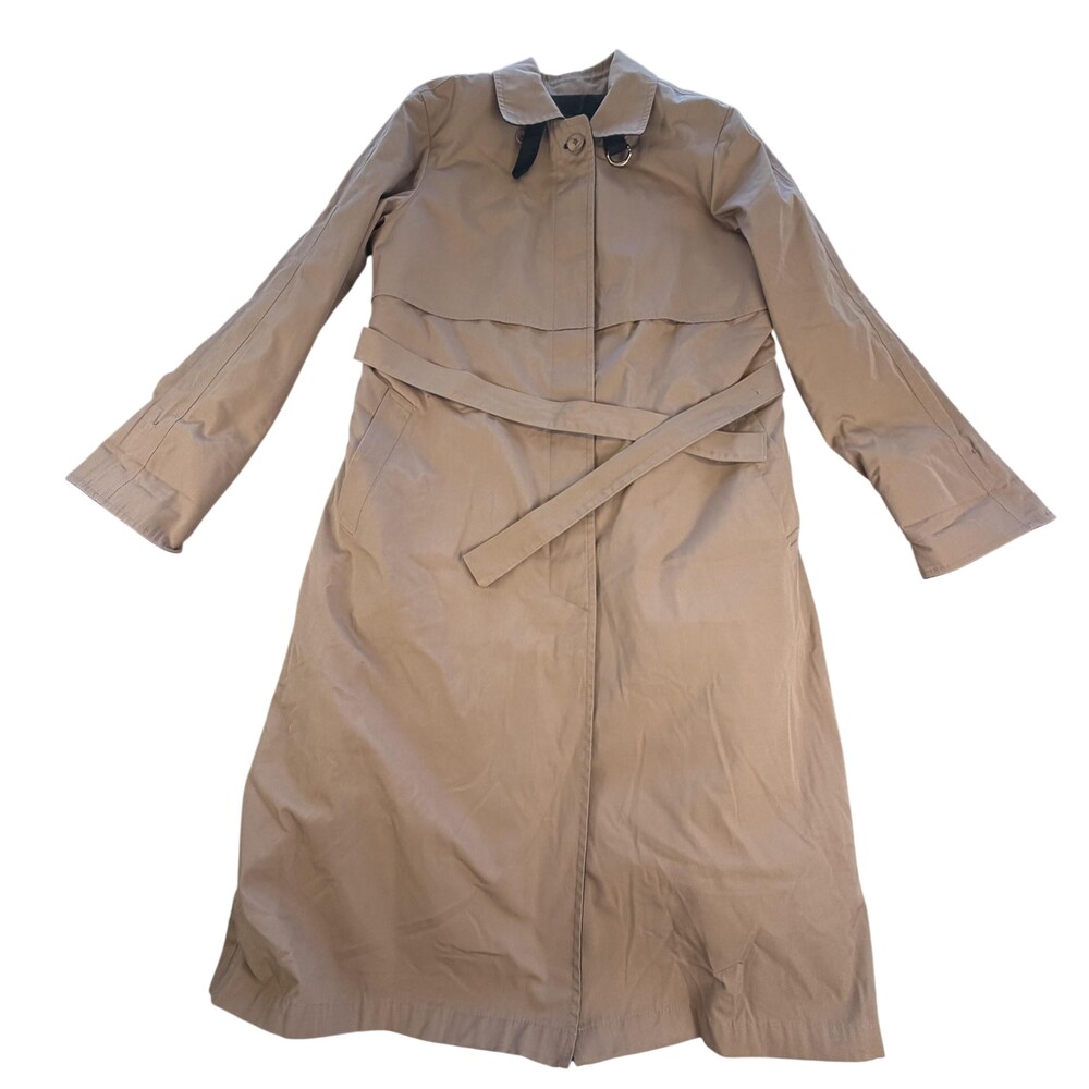 Vintage London Fog Trench Coat Womens 8P Petite Beige Belted Removable Liner